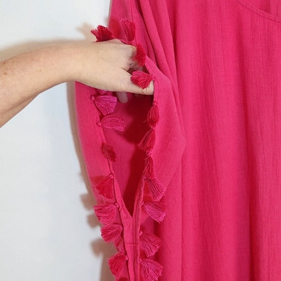 Swimsuits For All Hot Pink Tassel Fringe Cover-Up Size 18 NWOT