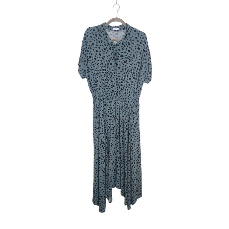 Lascana Green and Black Dot Print Midi Shirt Dress Size 12