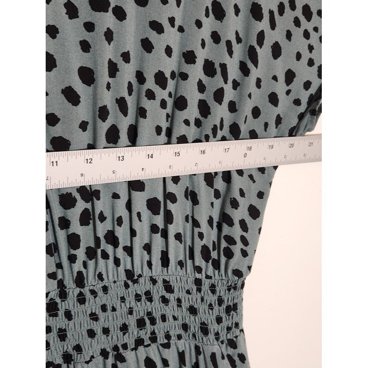 Lascana Green and Black Dot Print Midi Shirt Dress Size 12