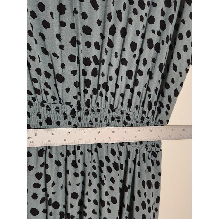 Lascana Green and Black Dot Print Midi Shirt Dress Size 12