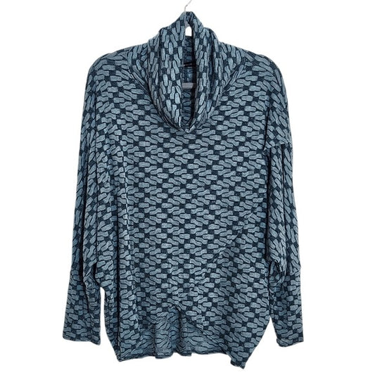 Nally & Millie Teal Green Cowl Neck Layered Look Pullover One Size NWT