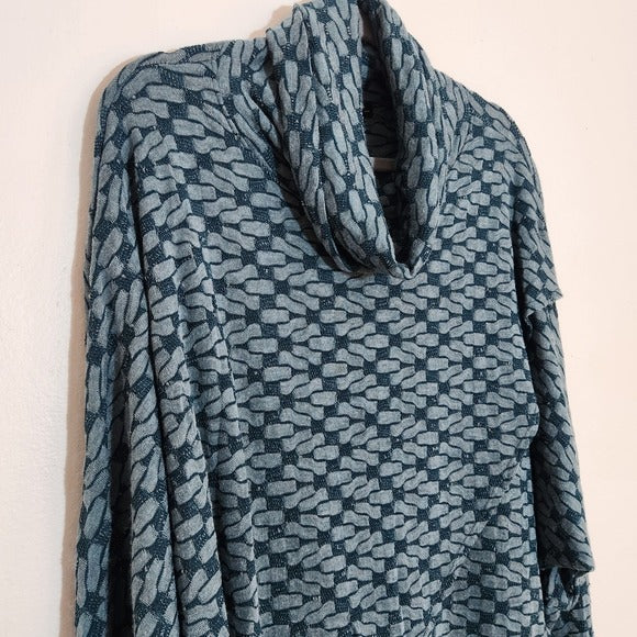 Nally & Millie Teal Green Cowl Neck Layered Look Pullover One Size NWT