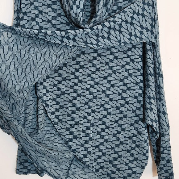 Nally & Millie Teal Green Cowl Neck Layered Look Pullover One Size NWT