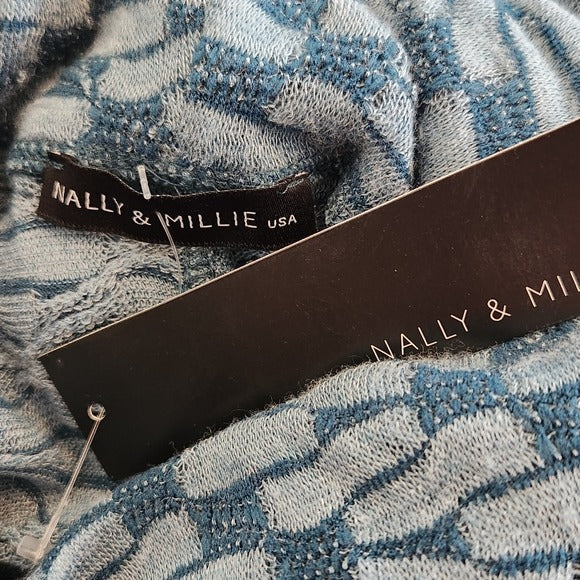 Nally & Millie Teal Green Cowl Neck Layered Look Pullover One Size NWT