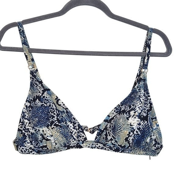 Shade & Shore Blue and Black Snakeskin Print Bikini Top NWT Size XL