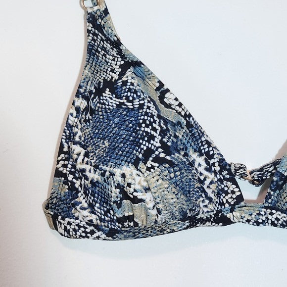 Shade & Shore Blue and Black Snakeskin Print Bikini Top NWT Size XL