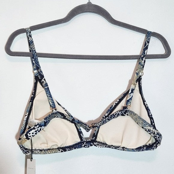Shade & Shore Blue and Black Snakeskin Print Bikini Top NWT Size XL