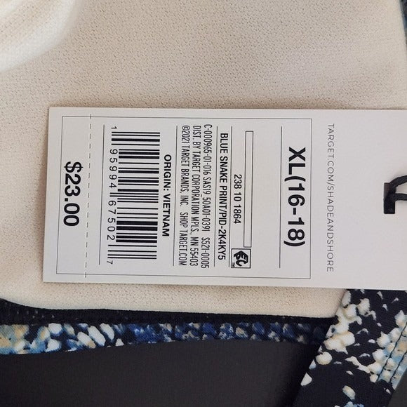 Shade & Shore Blue and Black Snakeskin Print Bikini Top NWT Size XL