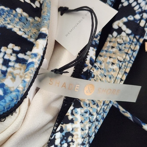 Shade & Shore Blue and Black Snakeskin Print Bikini Top NWT Size XL