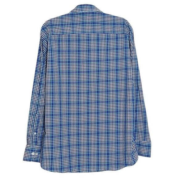 Tallia Blue Plaid Button Down Dress Shirt Size Large 16.5