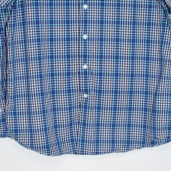 Tallia Blue Plaid Button Down Dress Shirt Size Large 16.5