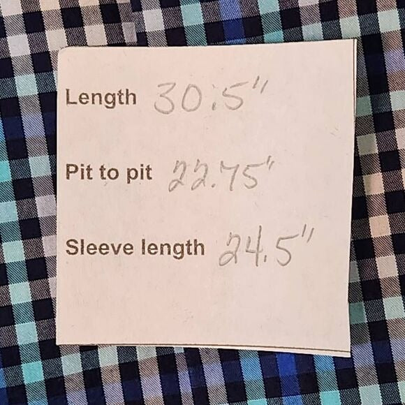 Tallia Blue Plaid Button Down Dress Shirt Size Large 16.5