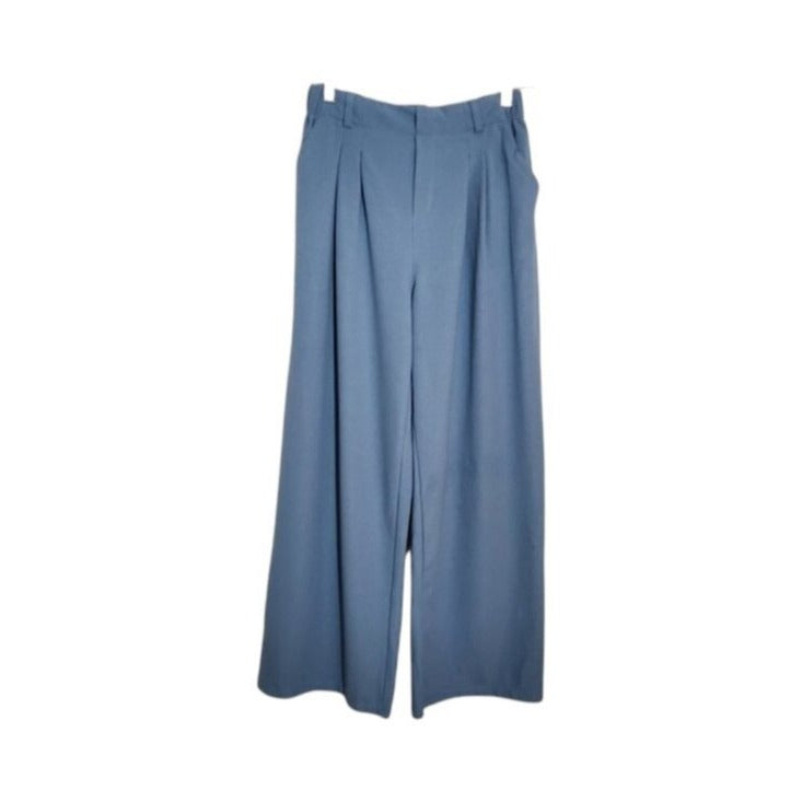 Halara Blue Wide Leg Pull On Pants Size Medium Tall Flaw