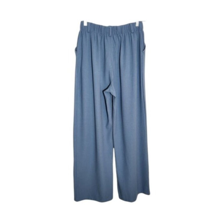 Halara Blue Wide Leg Pull On Pants Size Medium Tall Flaw