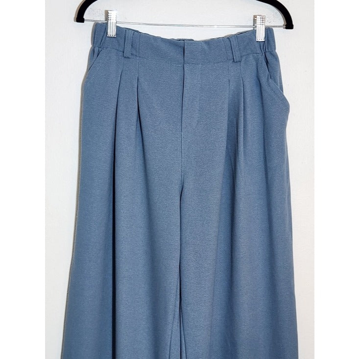 Halara Blue Wide Leg Pull On Pants Size Medium Tall Flaw