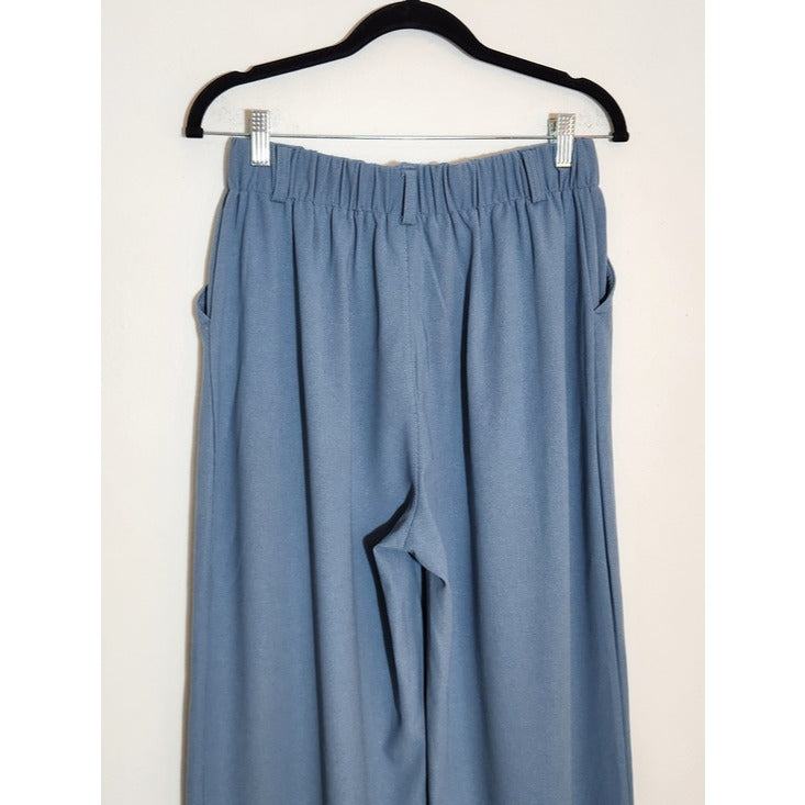 Halara Blue Wide Leg Pull On Pants Size Medium Tall Flaw