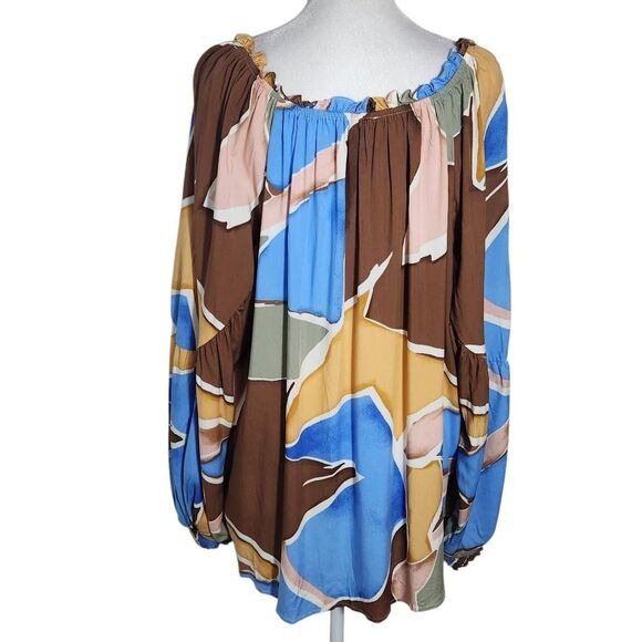 Perch by Blu Pepper Flowy Peasant Blouse with Full Sleeves Size 2X