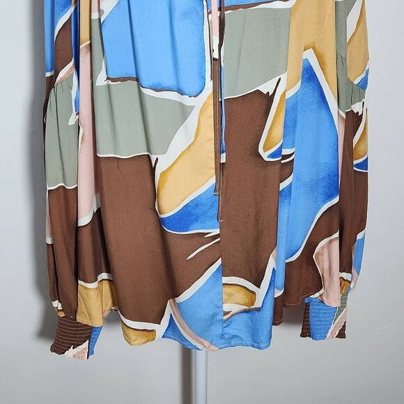 Perch by Blu Pepper Flowy Peasant Blouse with Full Sleeves Size 2X