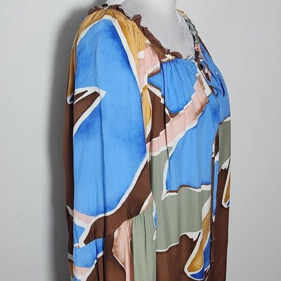 Perch by Blu Pepper Flowy Peasant Blouse with Full Sleeves Size 2X