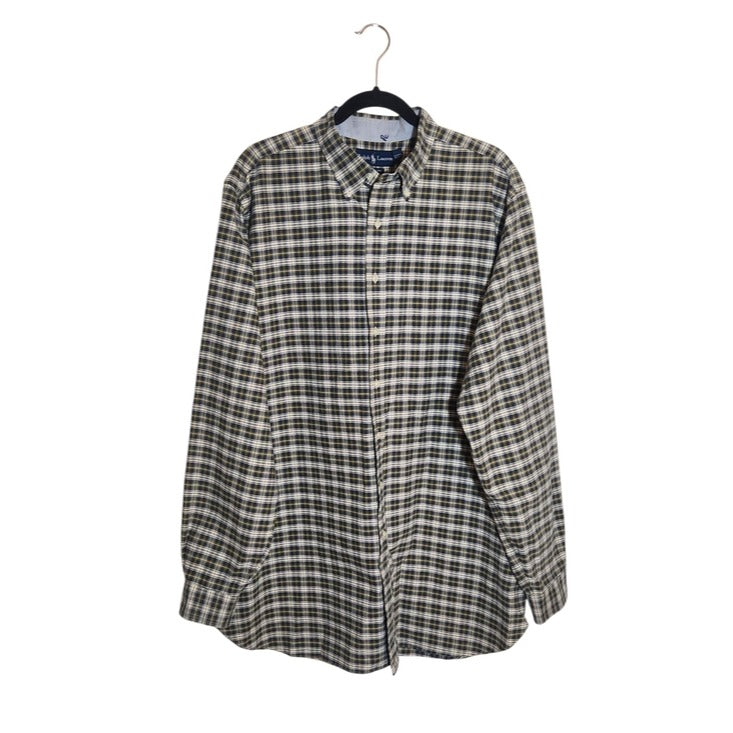 Ralph Lauren Navy and Green Plaid Button Down Shirt Size XL Tall
