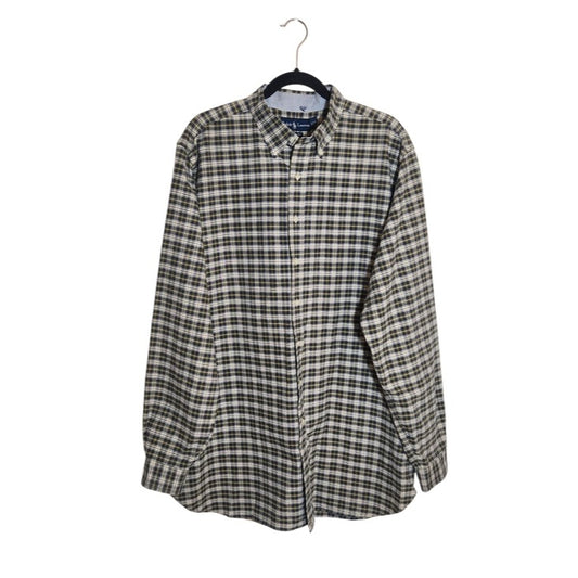 Ralph Lauren Navy and Green Plaid Button Down Shirt Size XL Tall