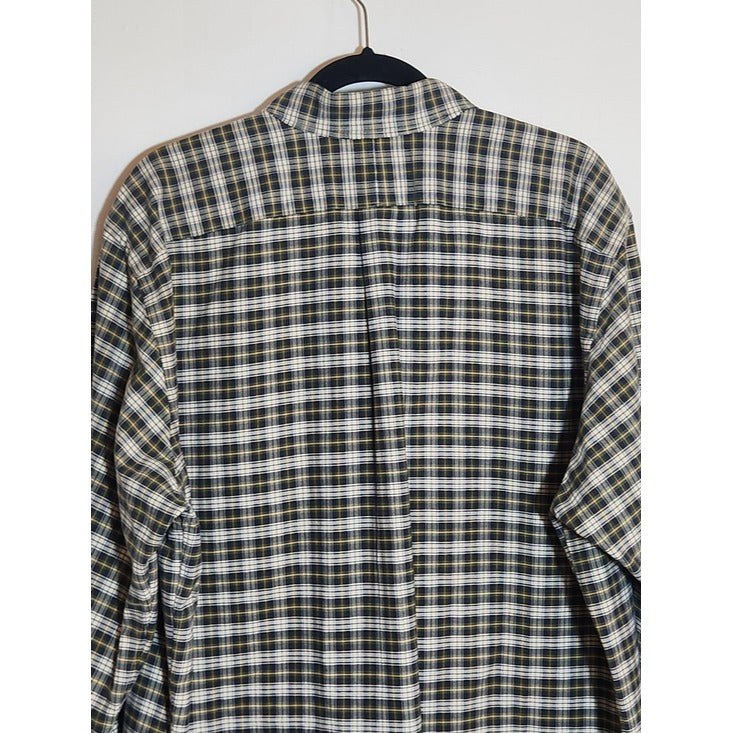 Ralph Lauren Navy and Green Plaid Button Down Shirt Size XL Tall