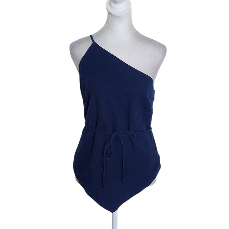 Abercrombie & Fitch Navy Blue One Shoulder Top Asymmetrical Hem Size XS