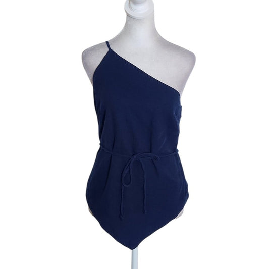 Abercrombie & Fitch Navy Blue One Shoulder Top Asymmetrical Hem Size XS