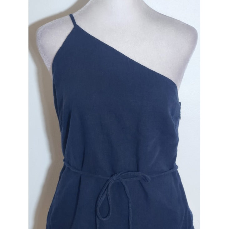 Abercrombie & Fitch Navy Blue One Shoulder Top Asymmetrical Hem Size XS