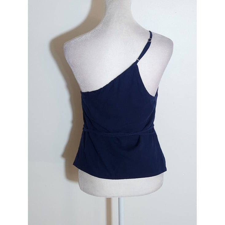 Abercrombie & Fitch Navy Blue One Shoulder Top Asymmetrical Hem Size XS