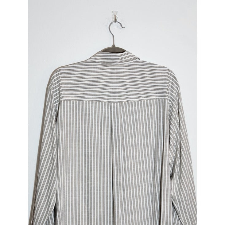 Max Studio Khaki and White Stripe Tunic Blouse Size Large