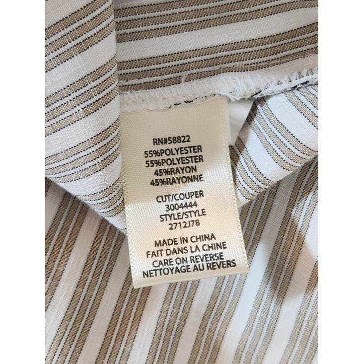 Max Studio Khaki and White Stripe Tunic Blouse Size Large