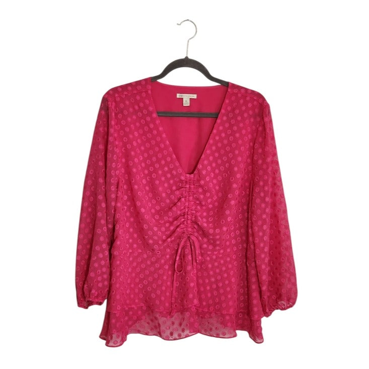 Cato Hot Pink Blouse with Dot Pattern Size XL