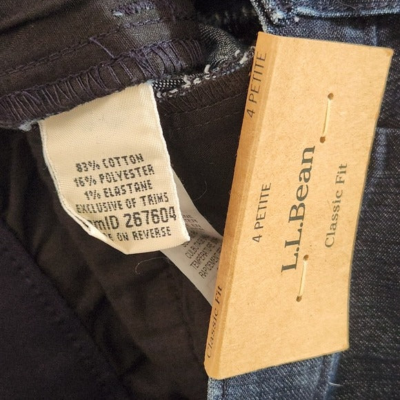 L.L. Bean Dark Wash Classic Fit Jeans Size 4 Petite NWT
