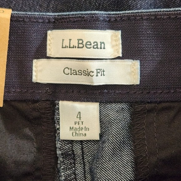 L.L. Bean Dark Wash Classic Fit Jeans Size 4 Petite NWT