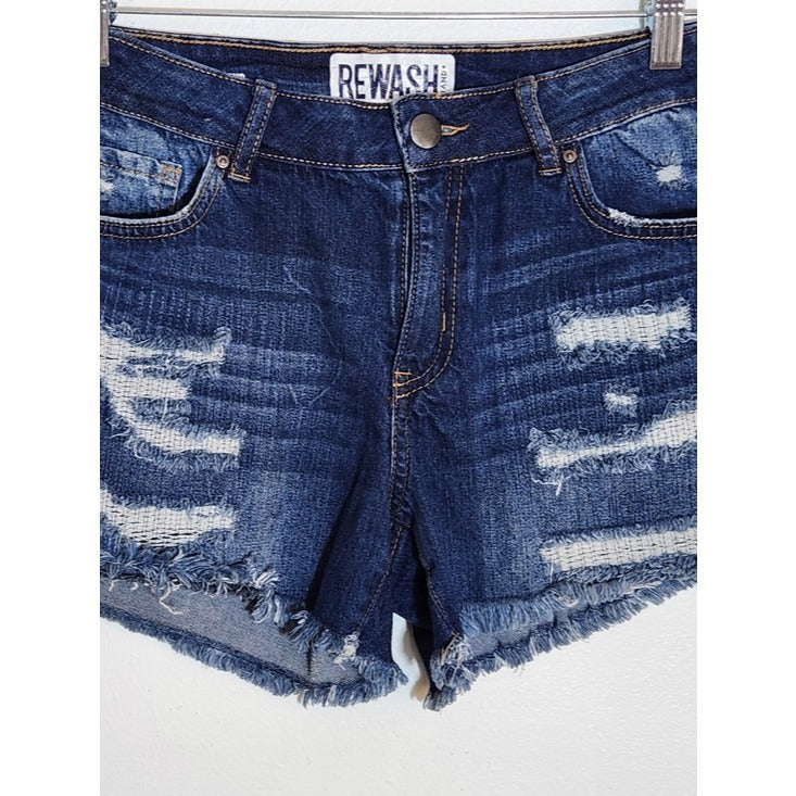 Rewash Dark Wash Distressed Cut Off Denim Shorts Size 6