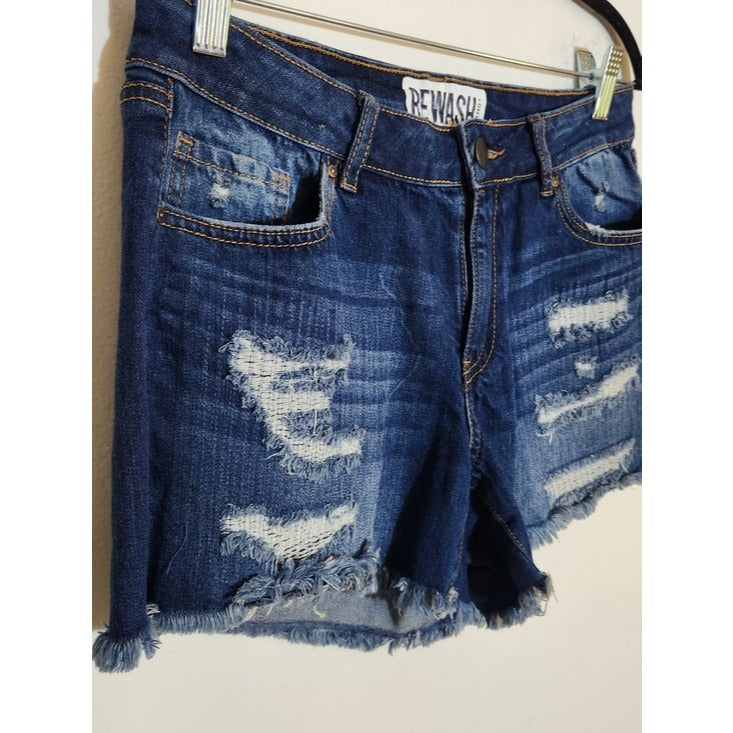 Rewash Dark Wash Distressed Cut Off Denim Shorts Size 6