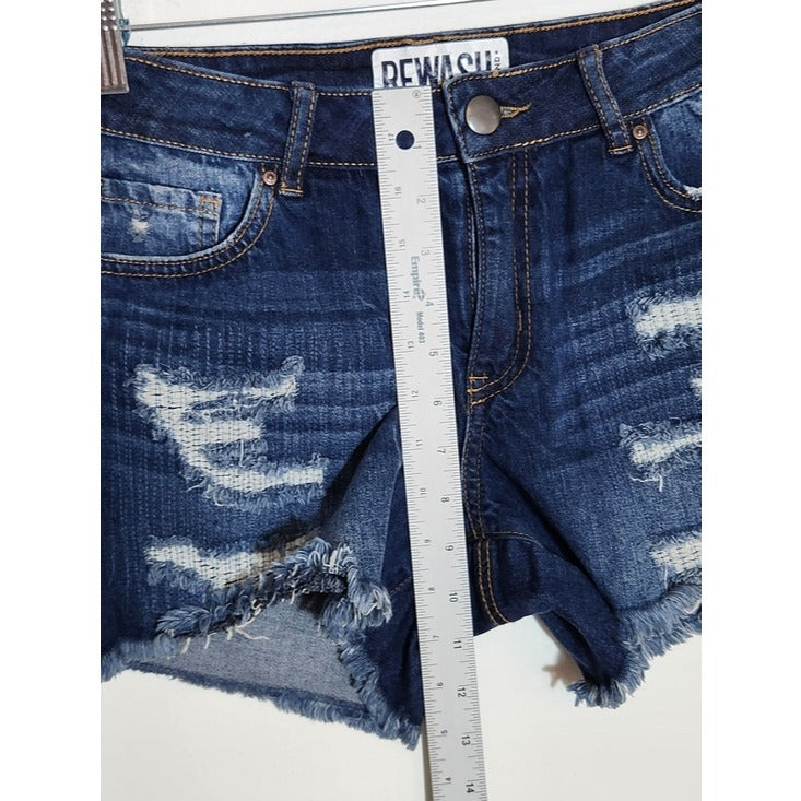 Rewash Dark Wash Distressed Cut Off Denim Shorts Size 6