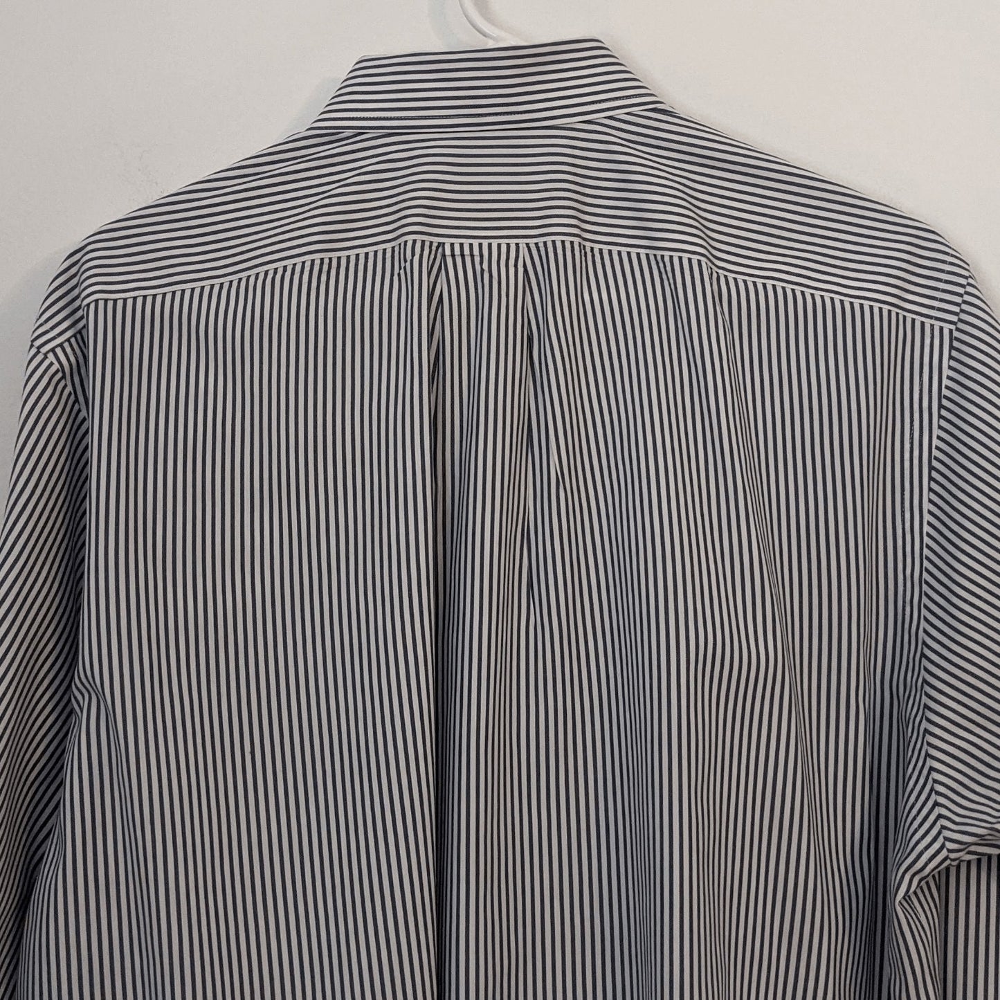 Geoffrey Beene Navy Pinstripe Oxford Button-Up Shirt Size 16 34/35