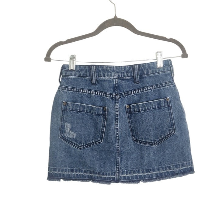 Free People Distressed Denim Mini Skirt Size 0