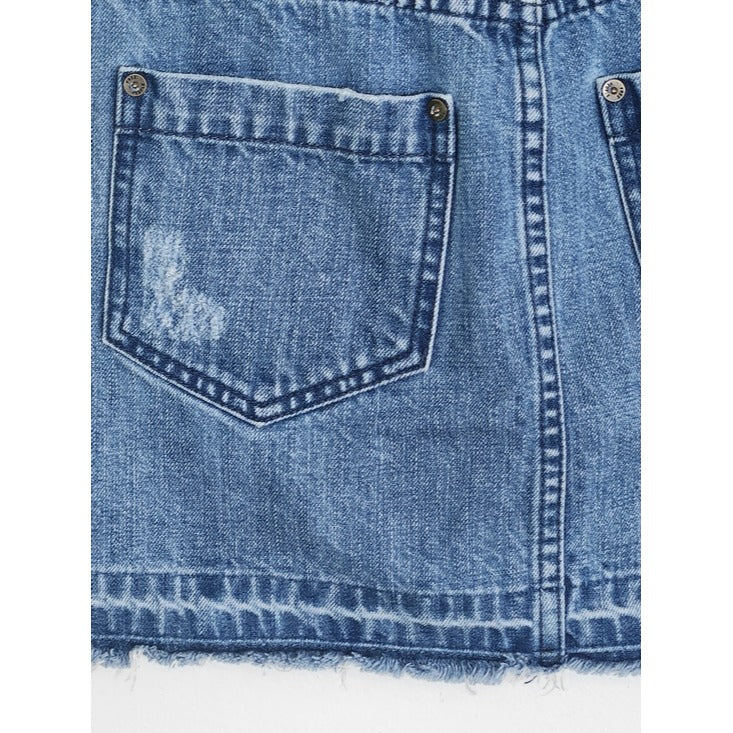 Free People Distressed Denim Mini Skirt Size 0
