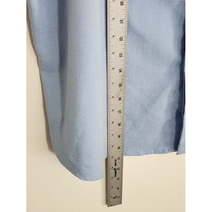 COOFANDY Light Blue Linen Blend Short Sleeve Button Down Shirt Size XL