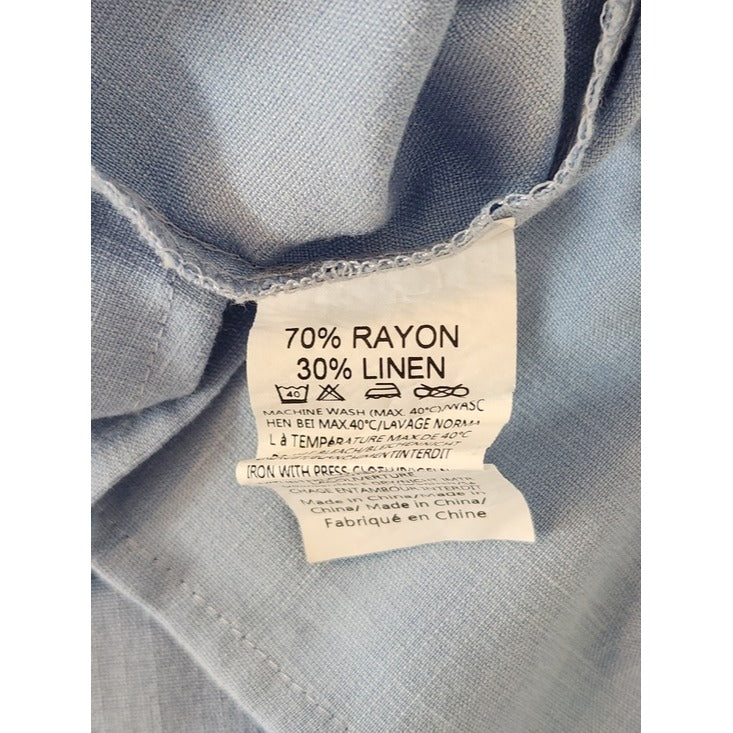 COOFANDY Light Blue Linen Blend Short Sleeve Button Down Shirt Size XL