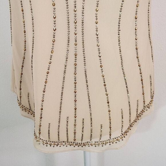 Chetta B Cream Beaded Tank Top Size 4 Beaded Cream Sleeveless Top