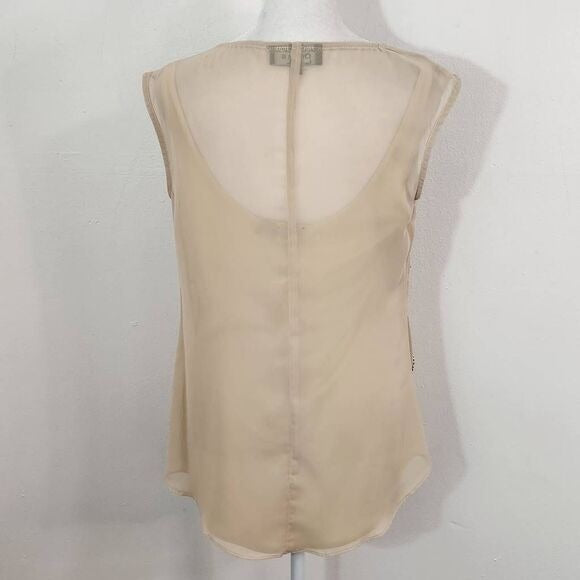 Chetta B Cream Beaded Tank Top Size 4 Beaded Cream Sleeveless Top