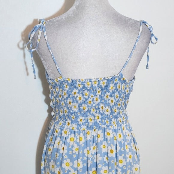 Birch & Stone Blue Floral High Low Boho Dress with Cut-Out Size Large