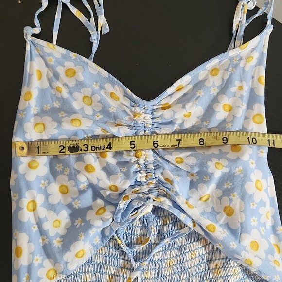 Birch & Stone Blue Floral High Low Boho Dress with Cut-Out Size Large