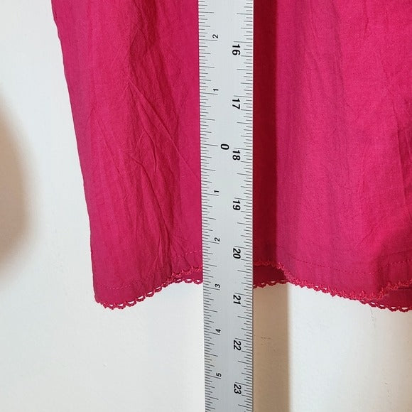 Self Contrast Hot Pink Boho Beaded Blouse Size XS