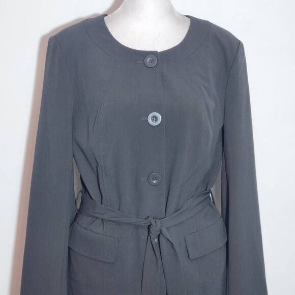 Venus Gray Button-Up Blazer with Sash Size 8 Venus Gray Collarless Blazer
