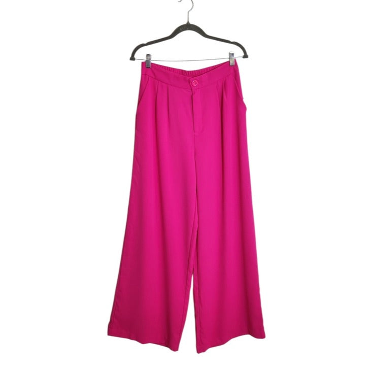 Haute Monde Neon Pink Wide Leg Trouser Pants Size Medium NWT